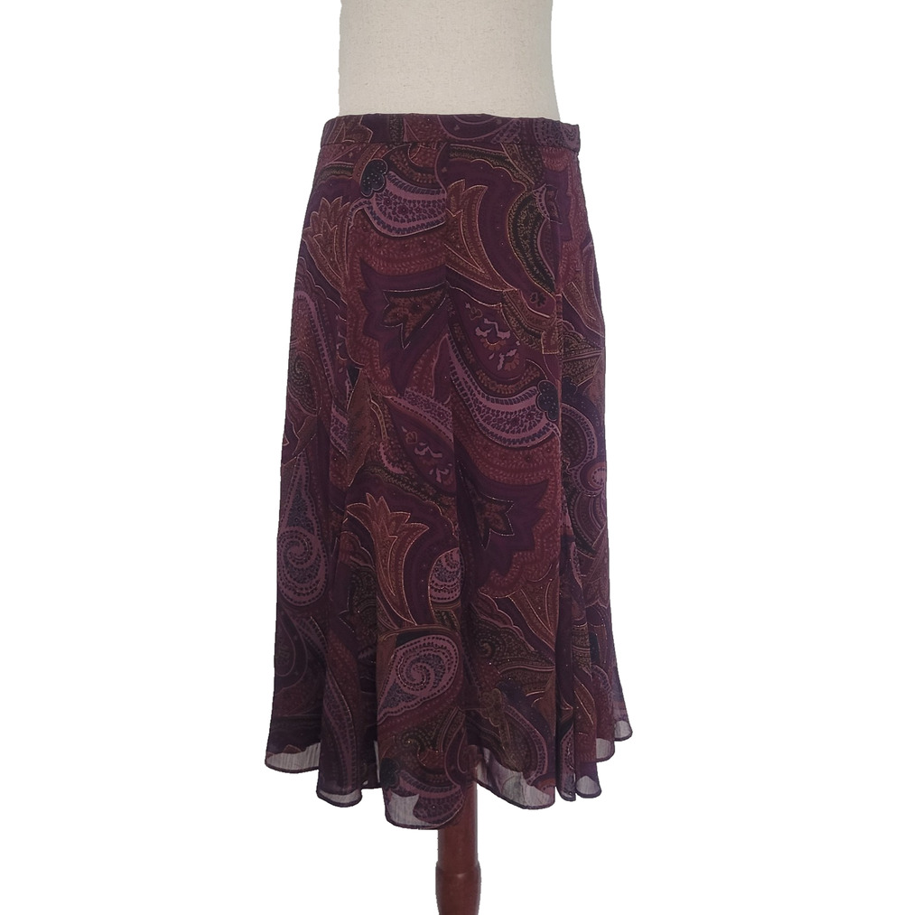 VTG Y2K Dark Floral Chiffon Maxi Skirt Size PS Fairy Grunge Whimsigoth Boho Chic